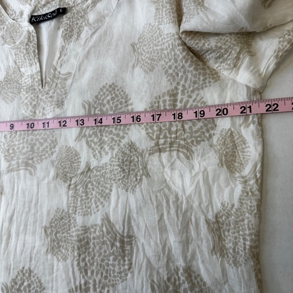 KikiSol 100% Cotton Tan Shell Tunic with Tan Trim size large - Picture 7 of 10